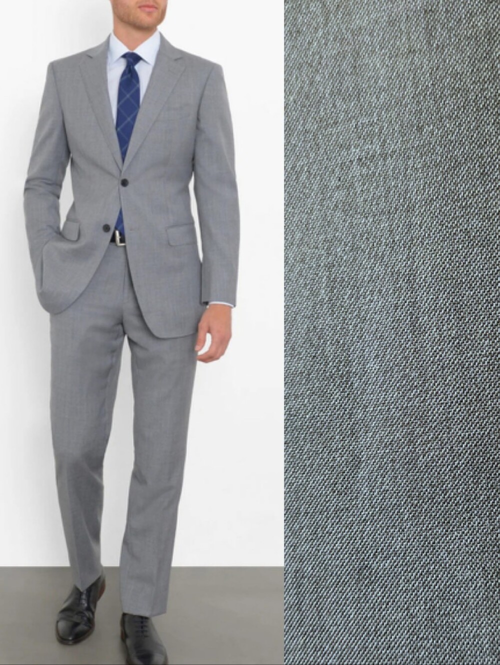 J.Ferrar Modern Fit Gray 2 button Suit peak lapels Blazer Sz.42S Pants 38x29